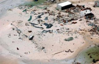 In this photo released by the World Food Programme is an aerial view of Xaafun District in the north of Somalia, Thursday, Dec.30, 2004, where 12 people died and some two hundred houses were destroyed by deadly tidal waves last Sunday.  A total of 132 people are recorded dead in Somalia following the magnitude 9.0 quake off Indonesia.(AP Photo /Thomas Thomson, World Food Programme))